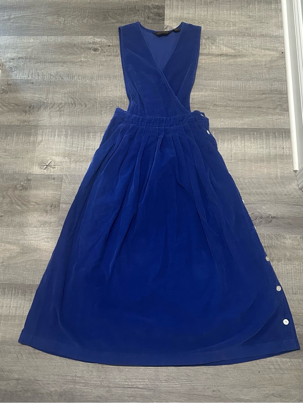 Eddie Bauer Cobalt Blue Vintage Midi Dress Jumper with Side Buttons